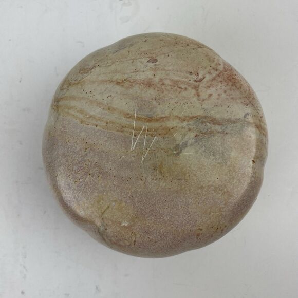 Carved Stone Marble Onyx Bowl Tealight Candle Holder Round Gourd Pink Beige - Picture 6 of 12